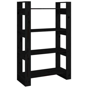 Book Cabinet/Room Divider Black 80x35x125 cm Solid Wood Pine