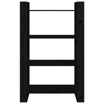 Book Cabinet/Room Divider Black 80x35x125 cm Solid Wood Pine