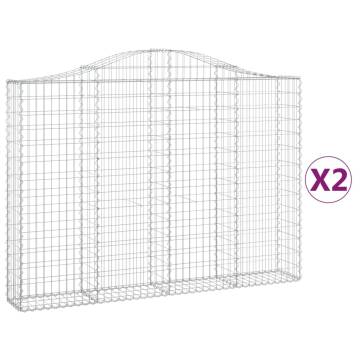 Arched Gabion Baskets 2 pcs 200x30x140/160 cm Galvanised Iron