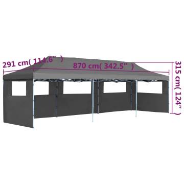 Folding Pop-up Party Tent with 5 Sidewalls 3x9 m Anthracite