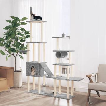 Cat Tree with Sisal Scratching Posts Light Grey 279 cm