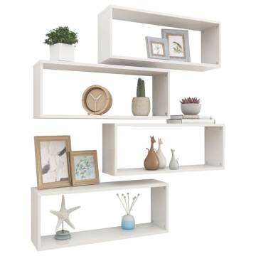 Wall Cube Shelf 4 pcs High Gloss White 60x15x23 cm Engineered Wood