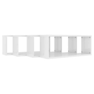 Wall Cube Shelf 4 pcs High Gloss White 60x15x23 cm Engineered Wood