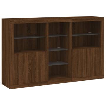 Sideboard with LED Lights Brown Oak 162x37x100 cm