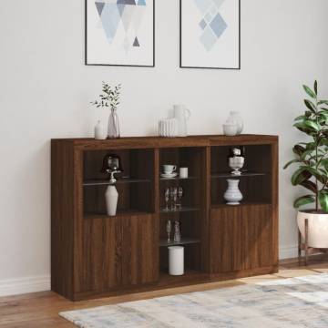 Sideboard with LED Lights Brown Oak 162x37x100 cm