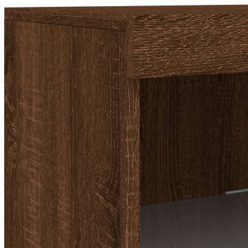 Sideboard with LED Lights Brown Oak 162x37x100 cm