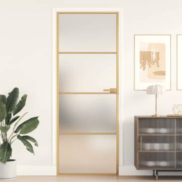 Interior Door Slim Golden 76x201.5 cm Tempered Glass and Aluminium