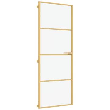 Interior Door Slim Golden 76x201.5 cm Tempered Glass and Aluminium