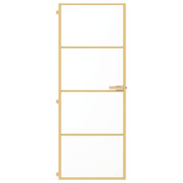 Interior Door Slim Golden 76x201.5 cm Tempered Glass and Aluminium