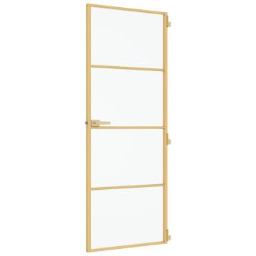 Interior Door Slim Golden 76x201.5 cm Tempered Glass and Aluminium