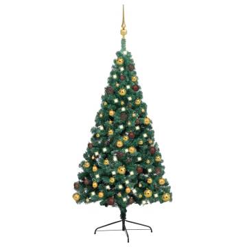 Artificial Half Pre-lit Christmas Tree with Ball Set Green 240 cm