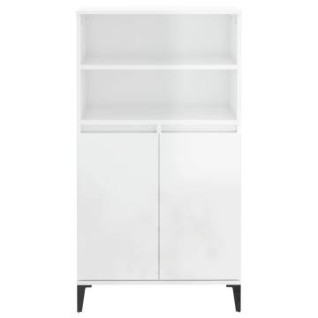 Highboard High Gloss White 60x36x110 cm Engineered Wood