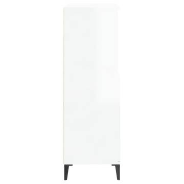 Highboard High Gloss White 60x36x110 cm Engineered Wood