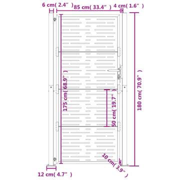 Garden Gate 105x180 cm Corten Steel Square Design