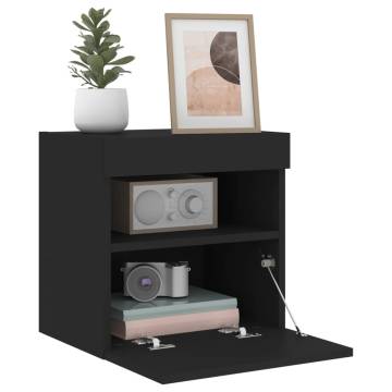 TV Wall Cabinet with LED Lights Black 40x30x40 cm