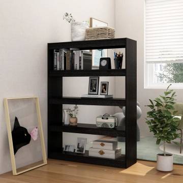 Book Cabinet/Room Divider Black 100x30x135.5 cm Solid Pinewood