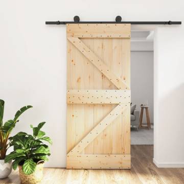 Sliding Door with Hardware Set 95x210 cm Solid Wood Pine