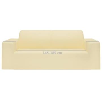 2-Seater Stretch Couch Slipcover Cream Polyester Jersey