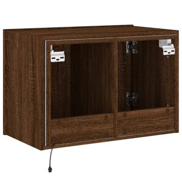 TV Wall Cabinet with LED Lights Brown Oak 60x35x41 cm