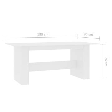 Dining Table White 180x90x76 cm Engineered Wood