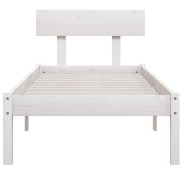 Bed Frame White Solid Wood Pine 90x190 cm Single