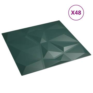 Wall Panels 48 pcs Green 50x50 cm XPS 12 m² Diamond