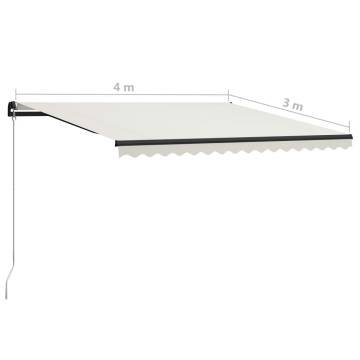 Manual Retractable Awning 400x300 cm Cream