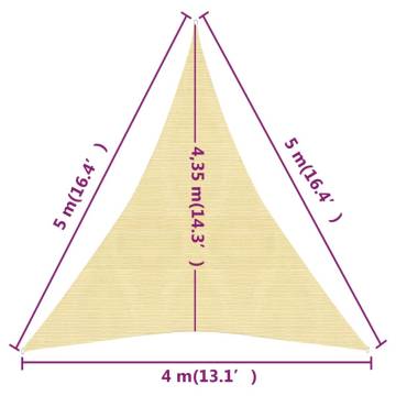 Sunshade Sail 160 g/m² Beige 4x5x5 m HDPE