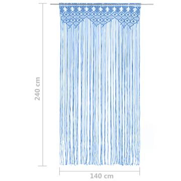 Macrame Curtain Blue 140x240 cm Cotton