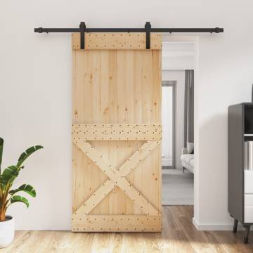 Sliding Door with Hardware Set 95x210 cm Solid Wood Pine