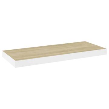 Floating Wall Shelf Oak and White 60x23.5x3.8 cm MDF