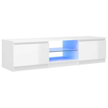 TV Cabinet with LED Lights High Gloss White 140x40x35.5 cm