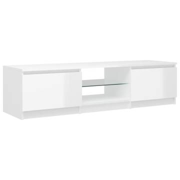 TV Cabinet with LED Lights High Gloss White 140x40x35.5 cm