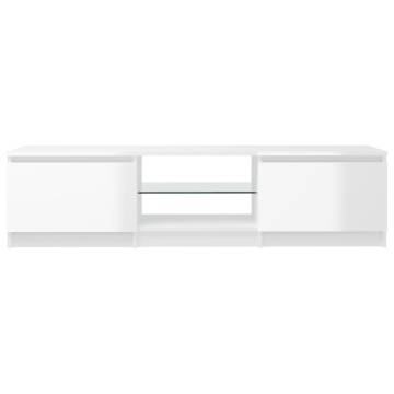 TV Cabinet with LED Lights High Gloss White 140x40x35.5 cm