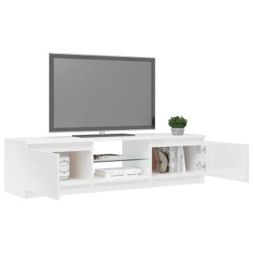 TV Cabinet with LED Lights High Gloss White 140x40x35.5 cm