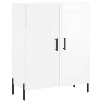 Highboard High Gloss White 69.5x34x180 cm Engineered Wood