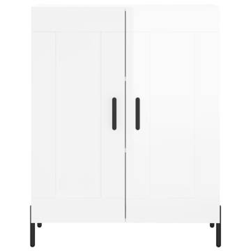 Highboard High Gloss White 69.5x34x180 cm Engineered Wood