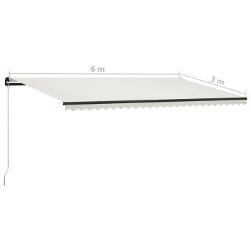 Manual Retractable Awning 600x300 cm Cream