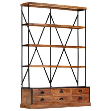 4-Tier Bookcase with 6 Drawers 122x36x181 cm Solid Mango Wood