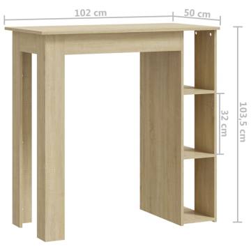 Bar Table with Shelf Sonoma Oak 102x50x103.5 cm Engineered Wood