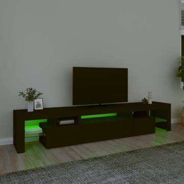 TV Cabinet with LED Lights Black 215x36.5x40 cm