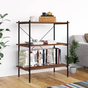 3-Tier Shelving Unit Black and Dark Wood 80x40x92 cm