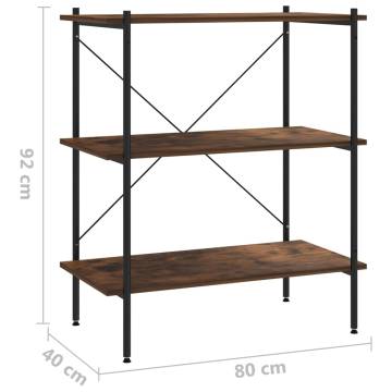 3-Tier Shelving Unit Black and Dark Wood 80x40x92 cm