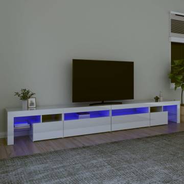 TV Cabinet with LED Lights High Gloss White 290x36.5x40 cm