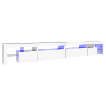 TV Cabinet with LED Lights High Gloss White 290x36.5x40 cm