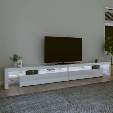 TV Cabinet with LED Lights High Gloss White 290x36.5x40 cm