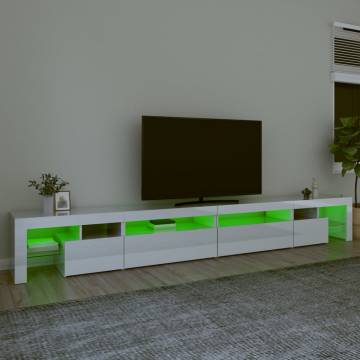 TV Cabinet with LED Lights High Gloss White 290x36.5x40 cm