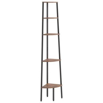 5-Tier Corner Shelf Dark Brown and Black 45.5x31.5x180 cm