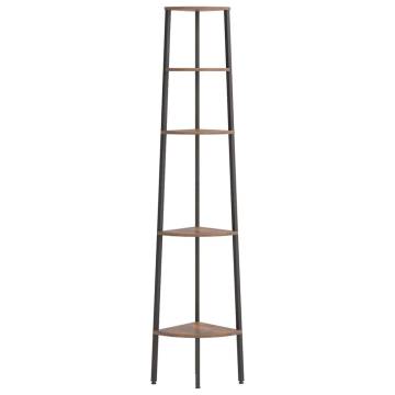 5-Tier Corner Shelf Dark Brown and Black 45.5x31.5x180 cm