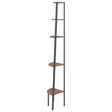 5-Tier Corner Shelf Dark Brown and Black 45.5x31.5x180 cm